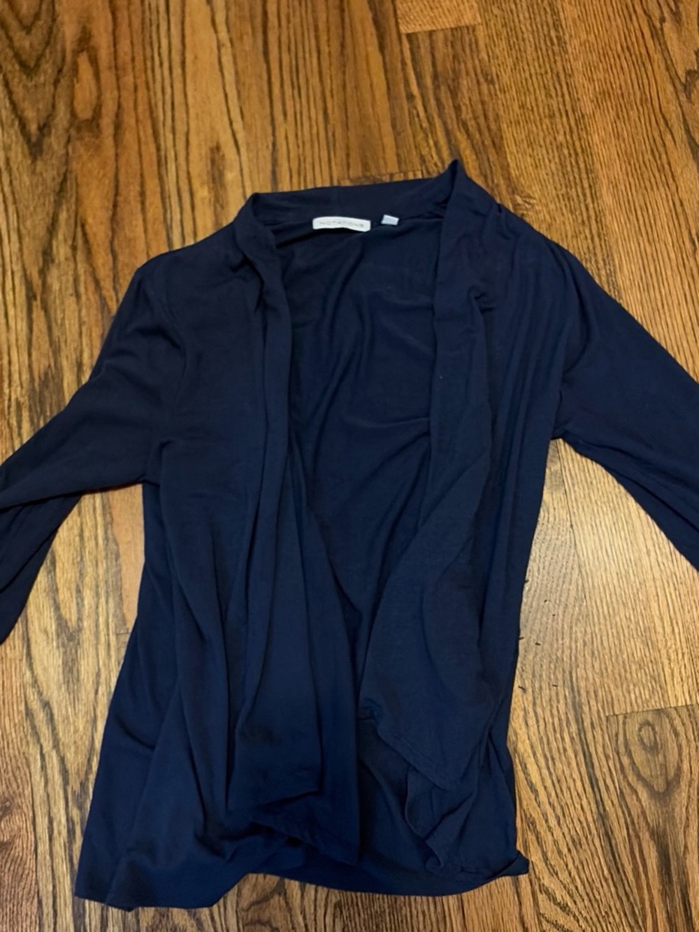 Notations Navy Open-Front Draped Cardigan